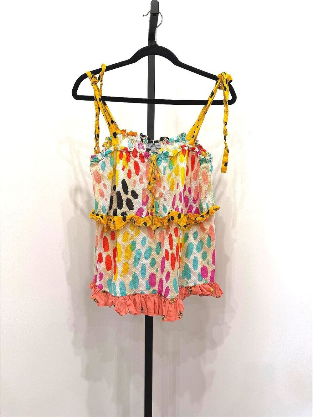 Conditions Apply Medium Colorful Polka Dot Tie-Strap Summer Tank Top